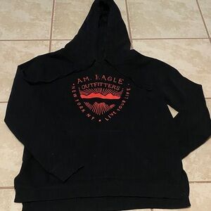 American Eagle Outfitters Black Hoodie with Red Graphic